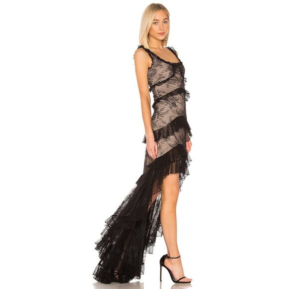 Alexis Timotha Lace Ruffle Maxi Dress Gown Size S Black #2H451 - Picture 3 of 13